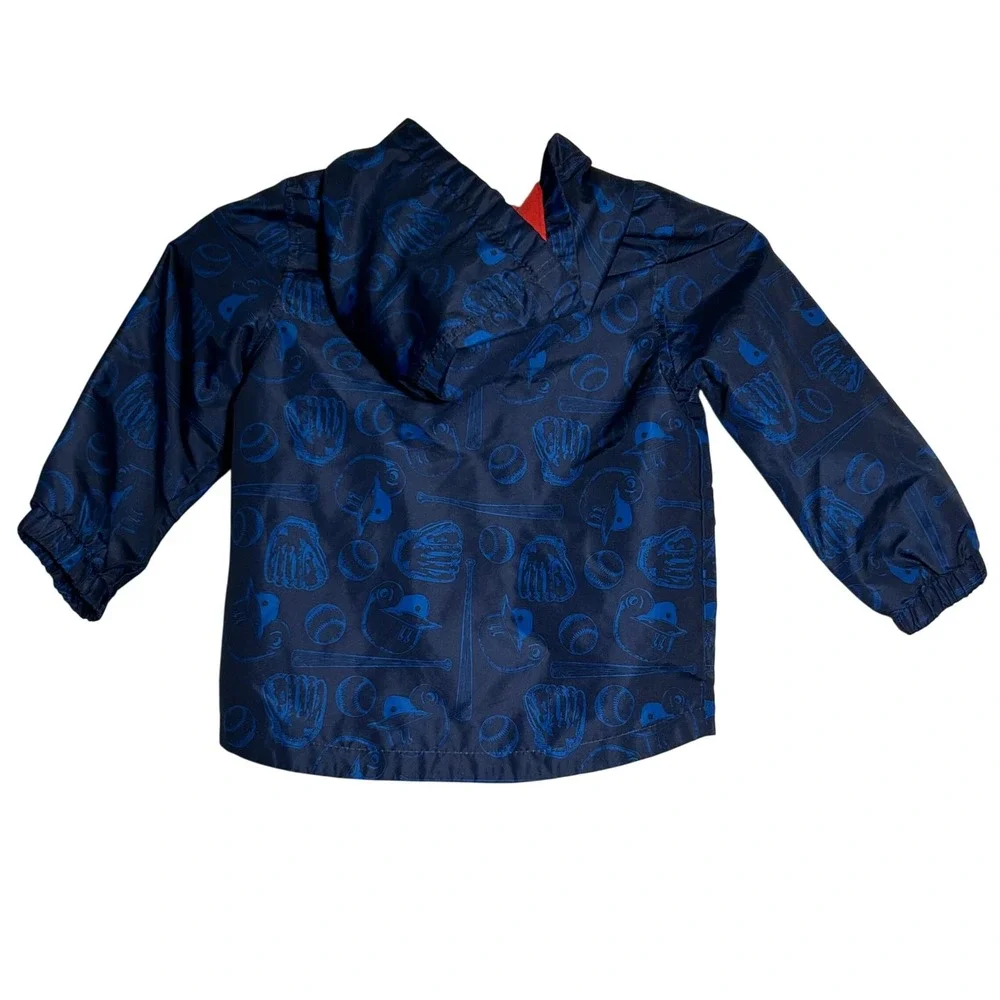 Carter's 3T Baseball Print Hooded Jacket –‎ Small Sleeve Tear